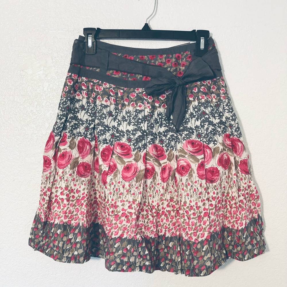 Nordstrom Petite Sophisticate Mixed Floral Pleated Skirt